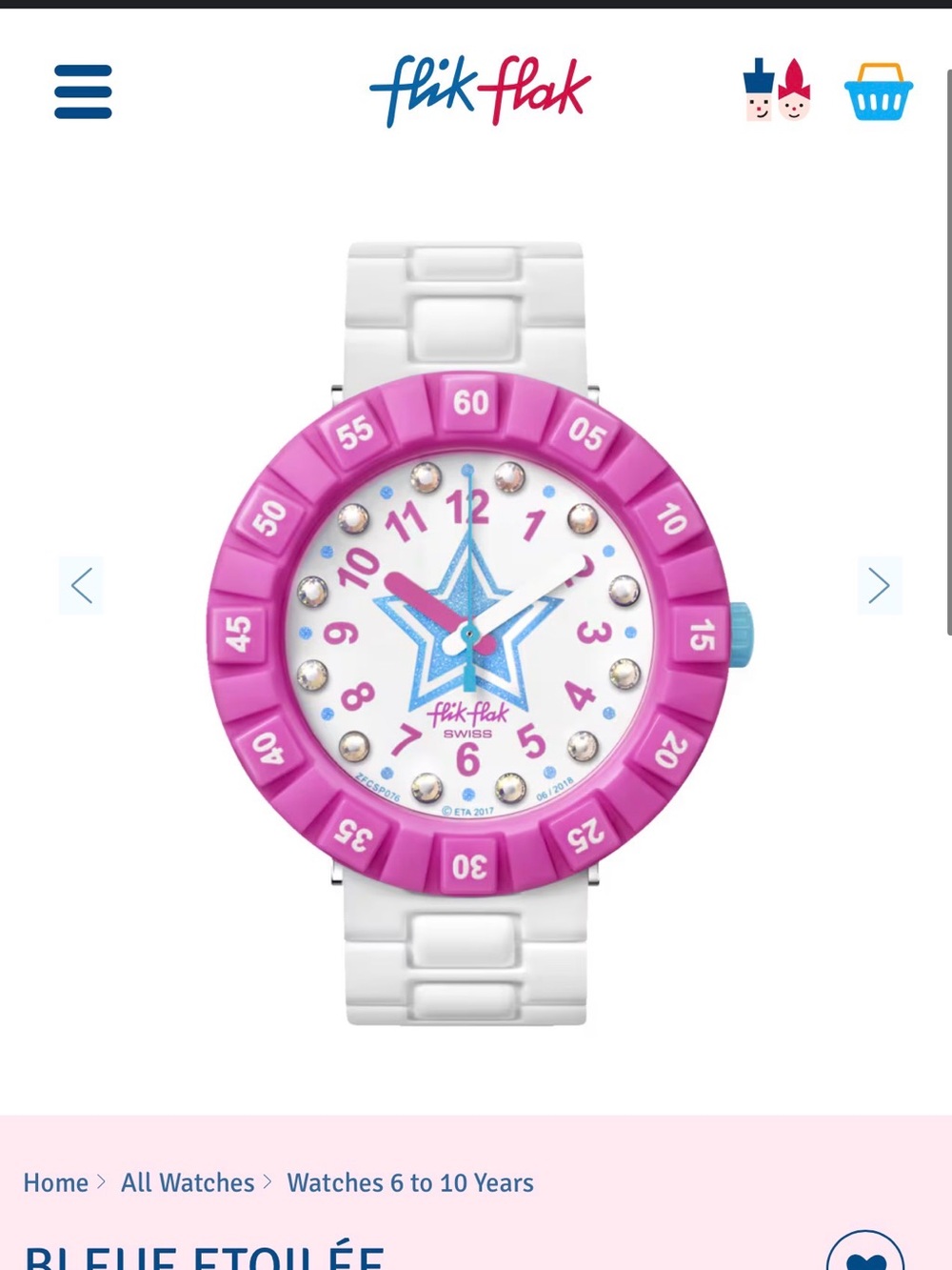 Flik Flak BLEUE ETOILÉE Color Explosion FCSP076 Pink Blue Star Kids Watch